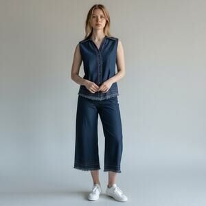 Signature By Robbie Bee Denim Vest and Pants Outfit Embroidered Bling Size 6-8